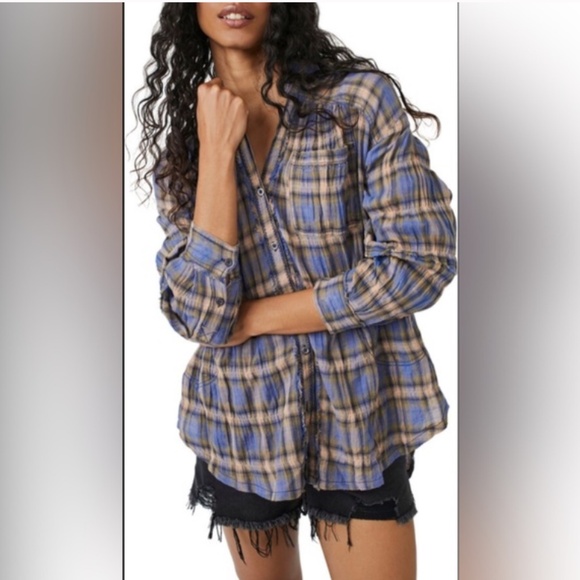 Free People We the Free Tops - FREE PEOPLE 💕We The Free One Of The Boys Plaid Tunic XS